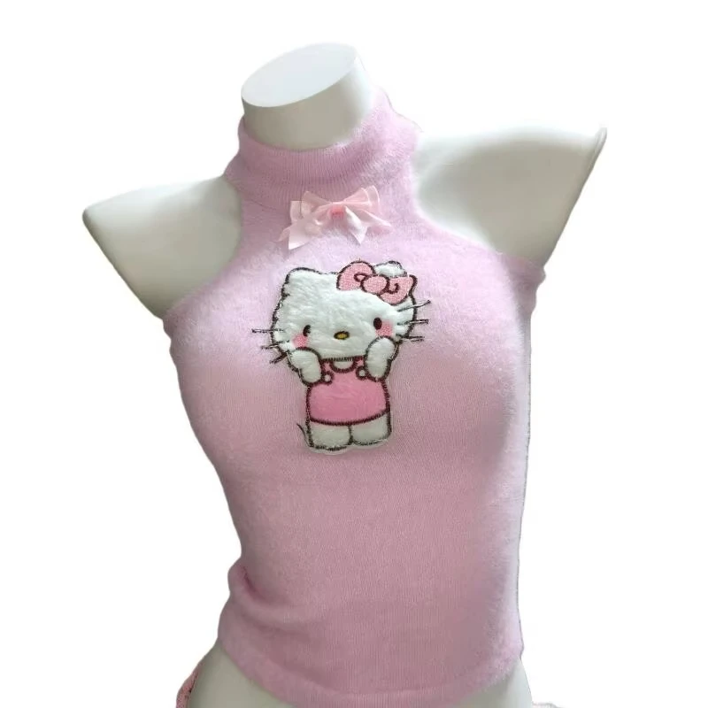 

Kawaii Hello Kitty Vest Cute Creativity New Style Sleeveless Suspenders Sweet Girl Hot Sale Summer Versatile Commuting Fashion