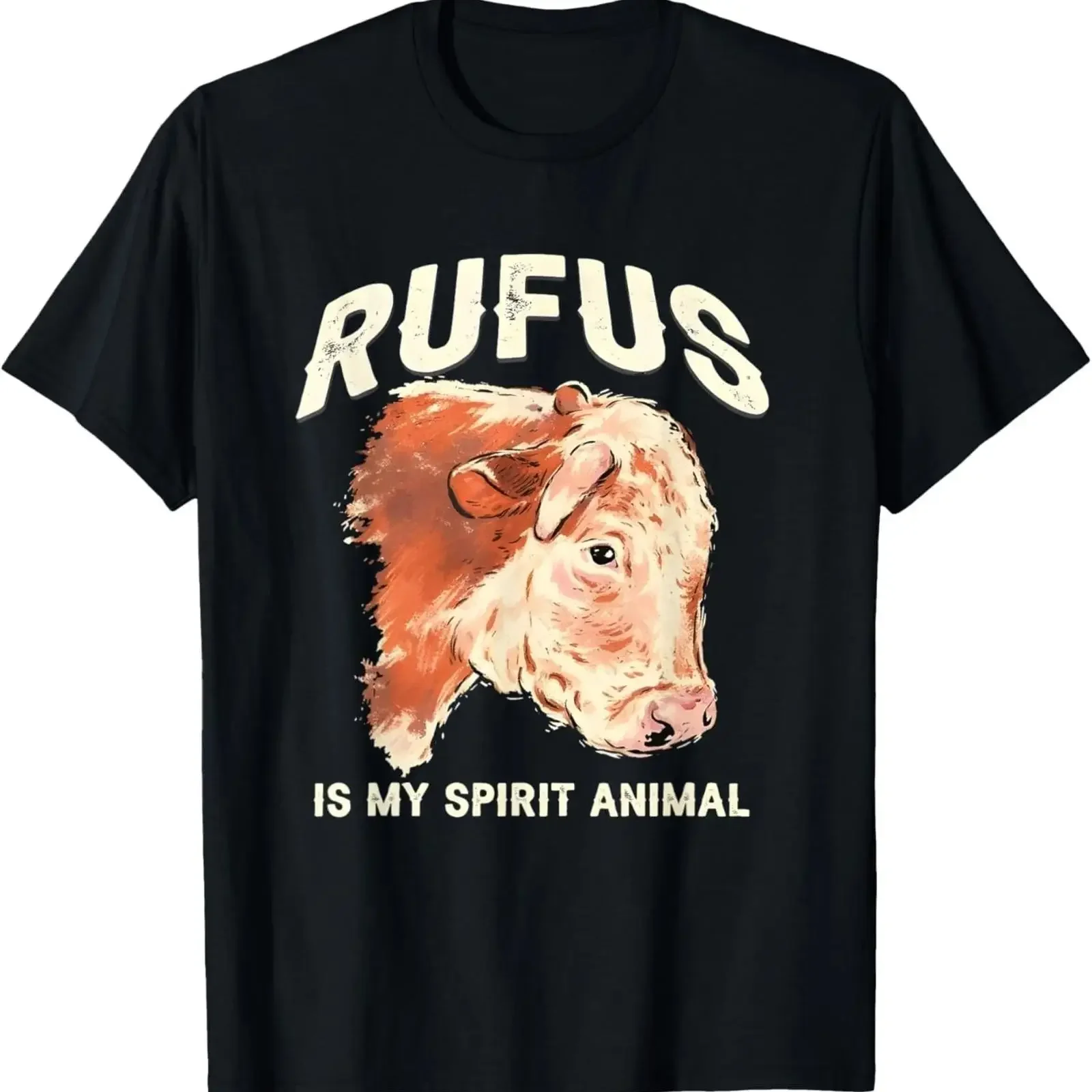 Camiseta unisex Rufus el toro es mi animal espiritual, estilo vintage, lavada, unisex, ligeramente informal, ropa de diseñador, streetwear gráfico