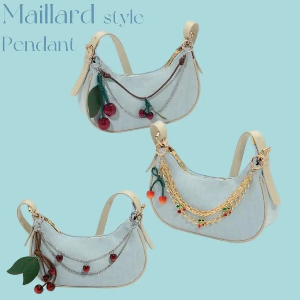 

Multifunction DIY Cherry Bag Pendant Y2k Pu Leather Charm Bag Accessory Fashion Lanyard Bag Chain Charms Car Accessory