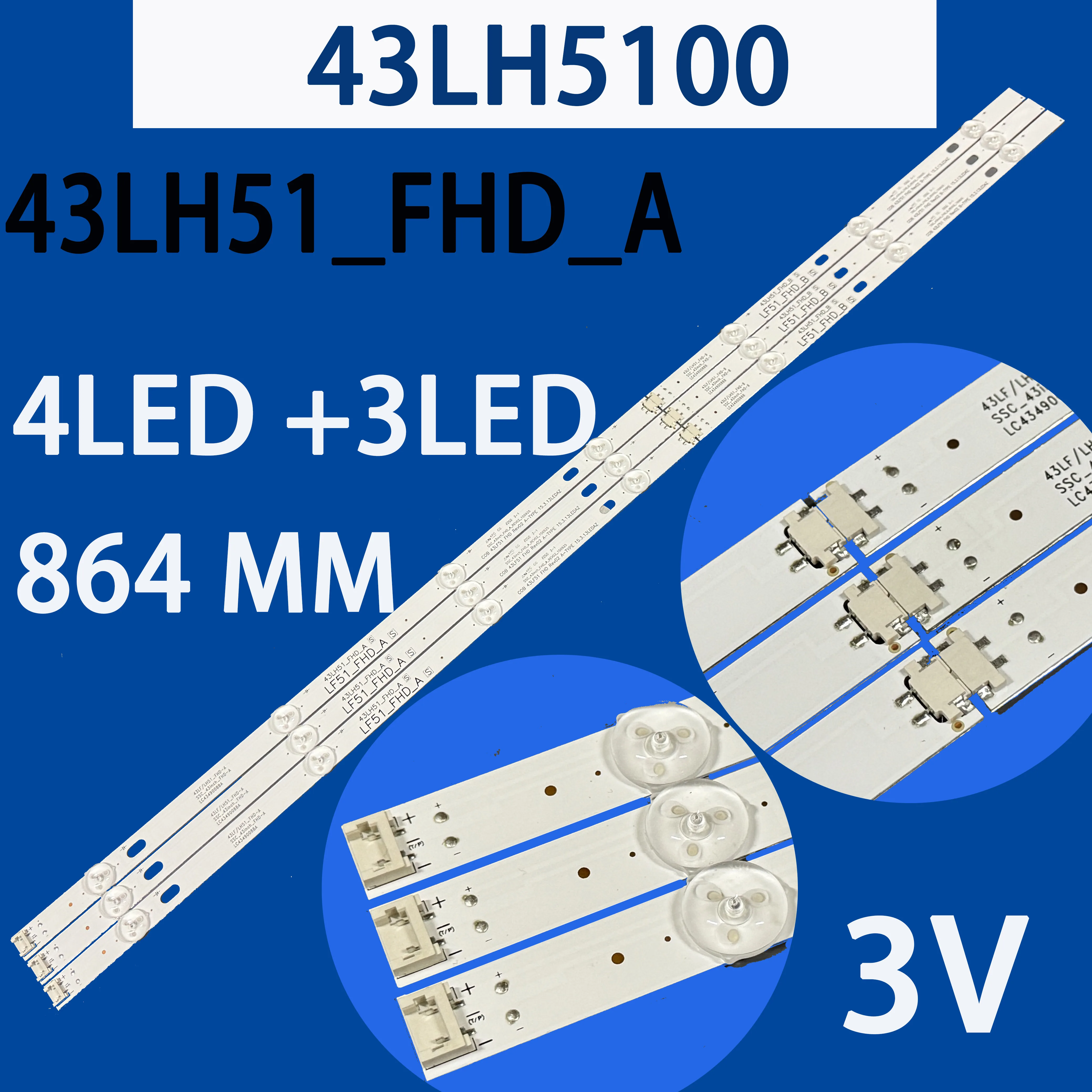 LED شريط إضاءة خلفي ل 43LH595V 43LF510V 43LF5100 43LH5100 43LH5700 43LH570A 43LH520V 43LH590 43LJ515V 43LH510V 43LH570V-ZA