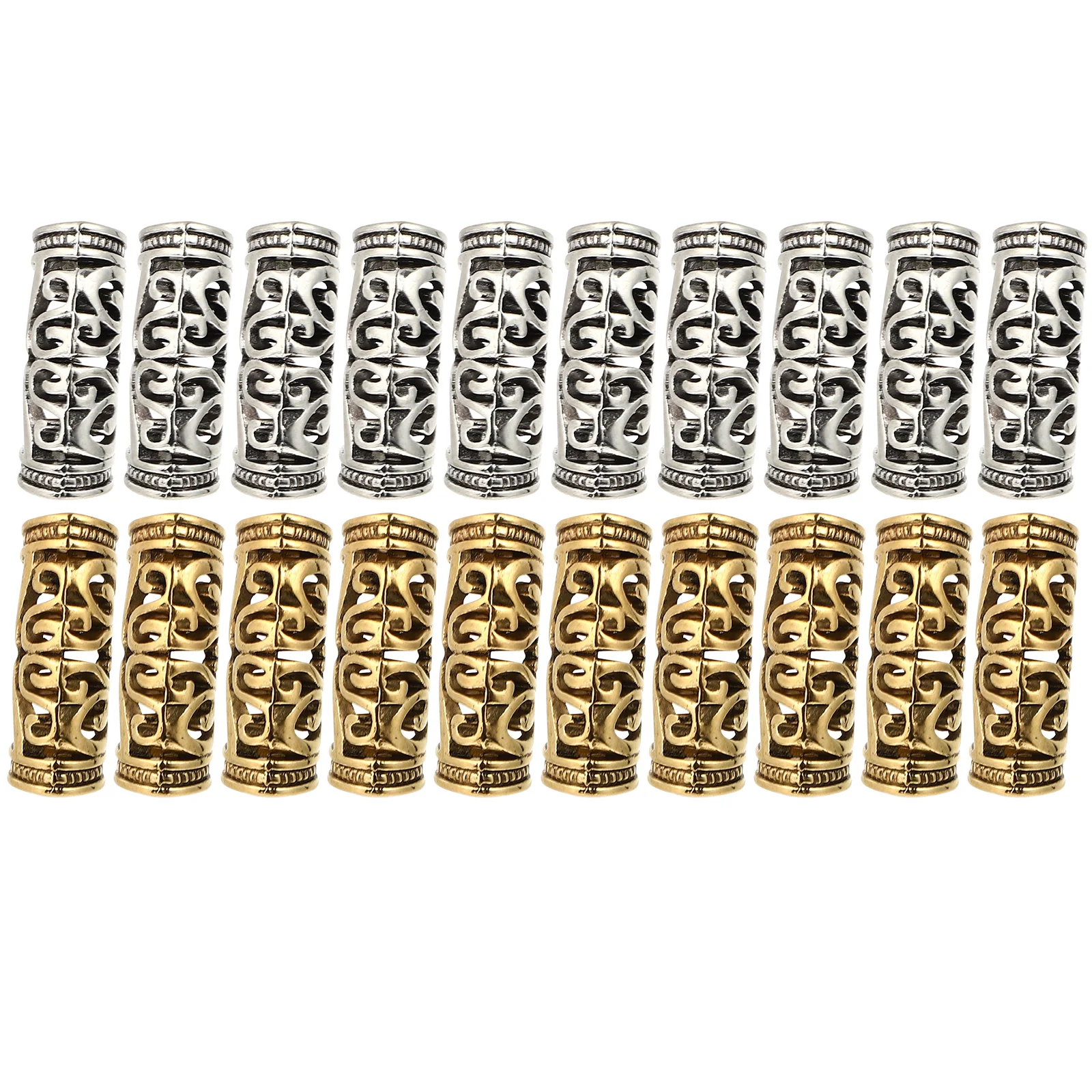 

20pcs Hair Accessories Gold Cuffs Small Beads for Dreadlocks Braids Ponytails Weddings Zinc Alloy Hair Rings Jewelry Pieces