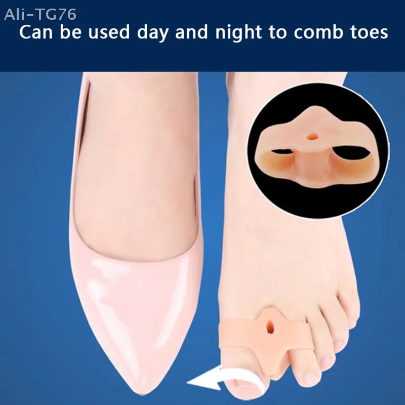 2PCS Gel di Silicone Pollici Correttore Doppio Anello Borsite Punta Alluce Valgo Protezione Dito Separatore Regolatore per la Cura Del Piede