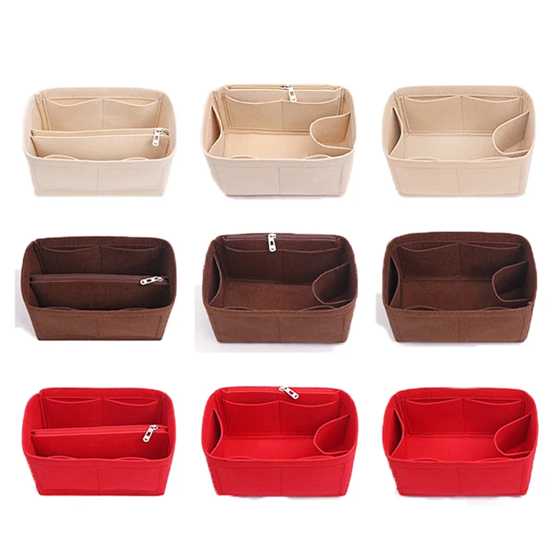 25 30 35 Felt Cloth Insert Bag Organizer Makeup Handbag Organizer Travel Inner Purse Portable Cosmetic Bags