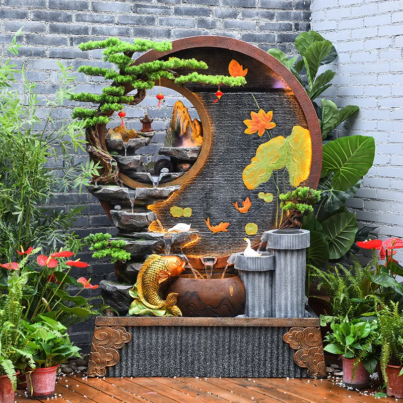 Mur rideau d'eau, salon, bureau, écran d'eau courante, fontaine de rocaille, paysage d'eau de circulation, ornement de jardin