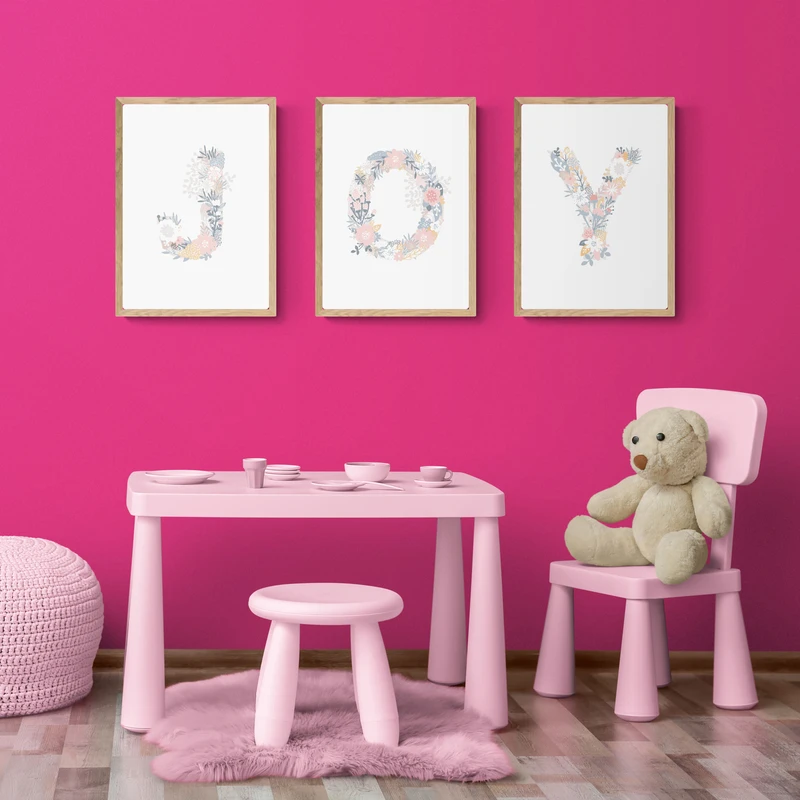 ภาพพิมพ์บนผ้าใบลายดอกไม้ ตัวอั - Baby Nursery Pink บทวิจารณ์และราคา