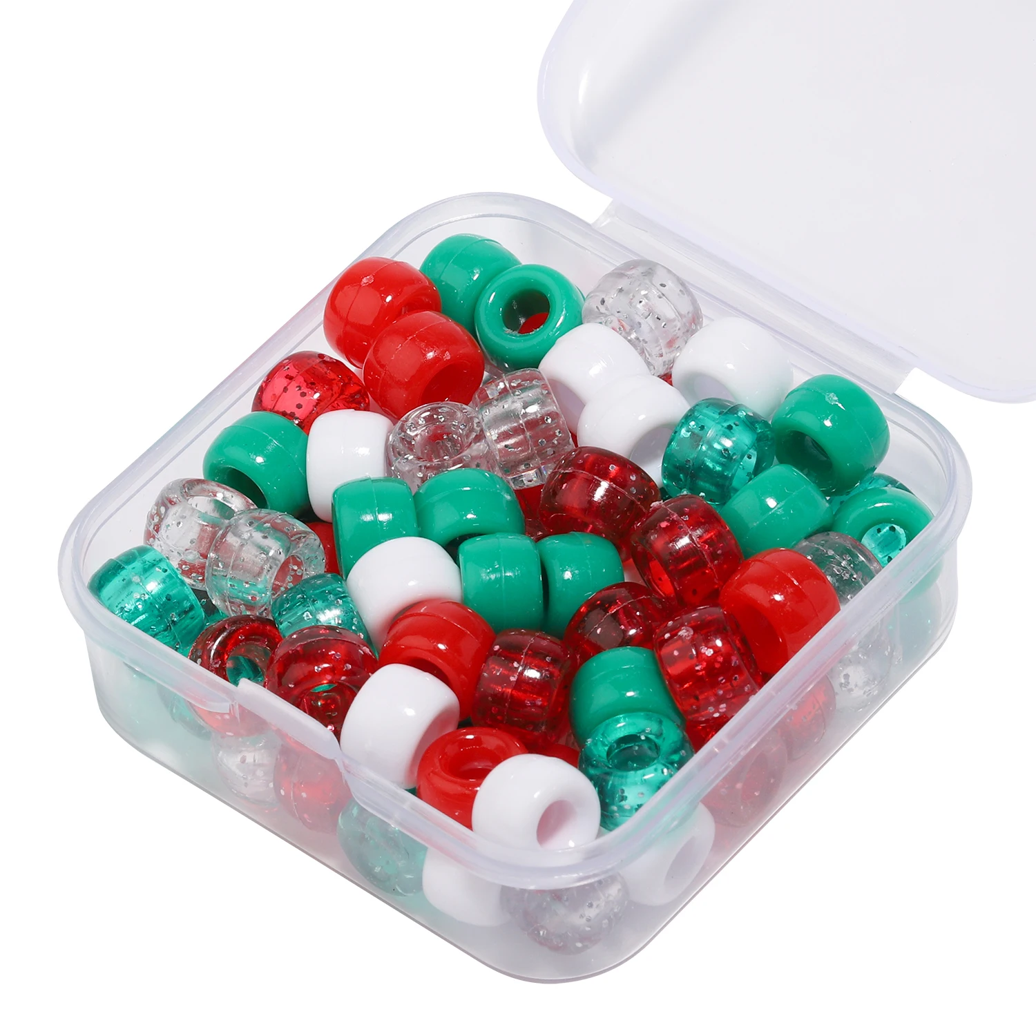 80Pcs/Box Christmas Style Acrylic Beads Green White Red Loose Spacer Beads For DIY Jewelry Making Bracelet Necklace Accessories