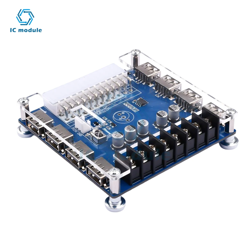 24 Pins ATX Power Supply Breakout Board USB Charging Desktop Chassis Power Adapter Board with Infrared Detection Function