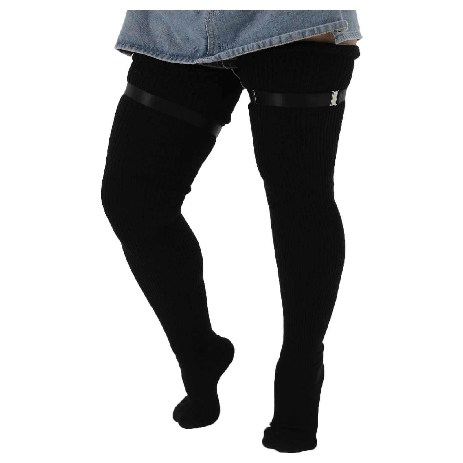 Dstresssunshine-Chaussettes hautes pour femmes, chaussettes optiques extra longues, chaussettes au-dessus du genou, jambières, chaussettes de bottes, grande taille