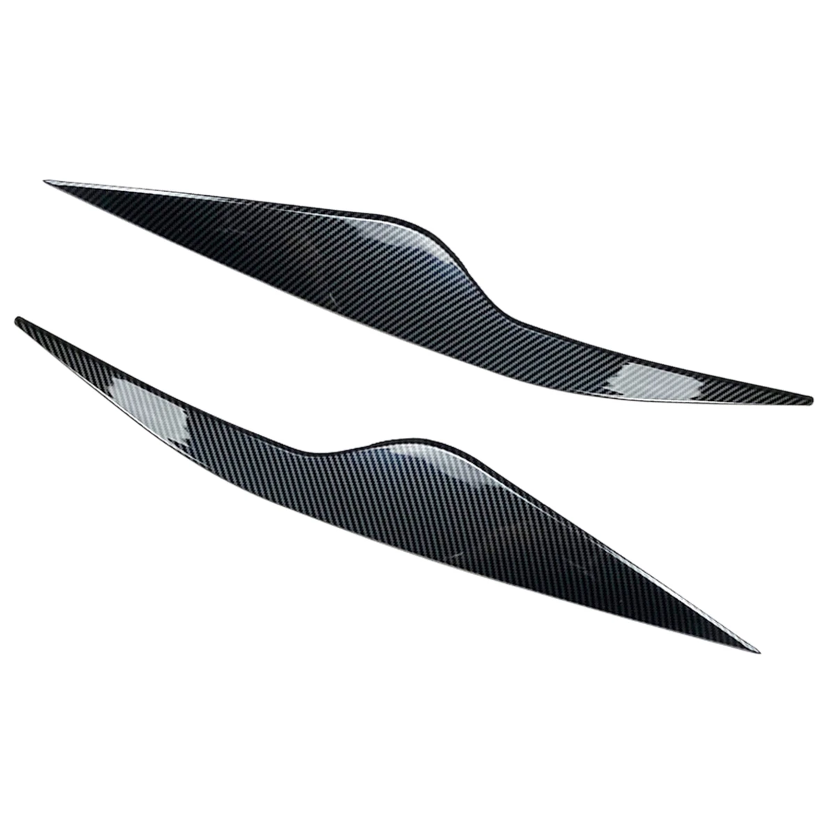 Pair Front Headlight Eyelid Eyebrow Trims For Ford Focus 2 MK2 MK2.5 2008-2011 Carbon Look/Glossy Black