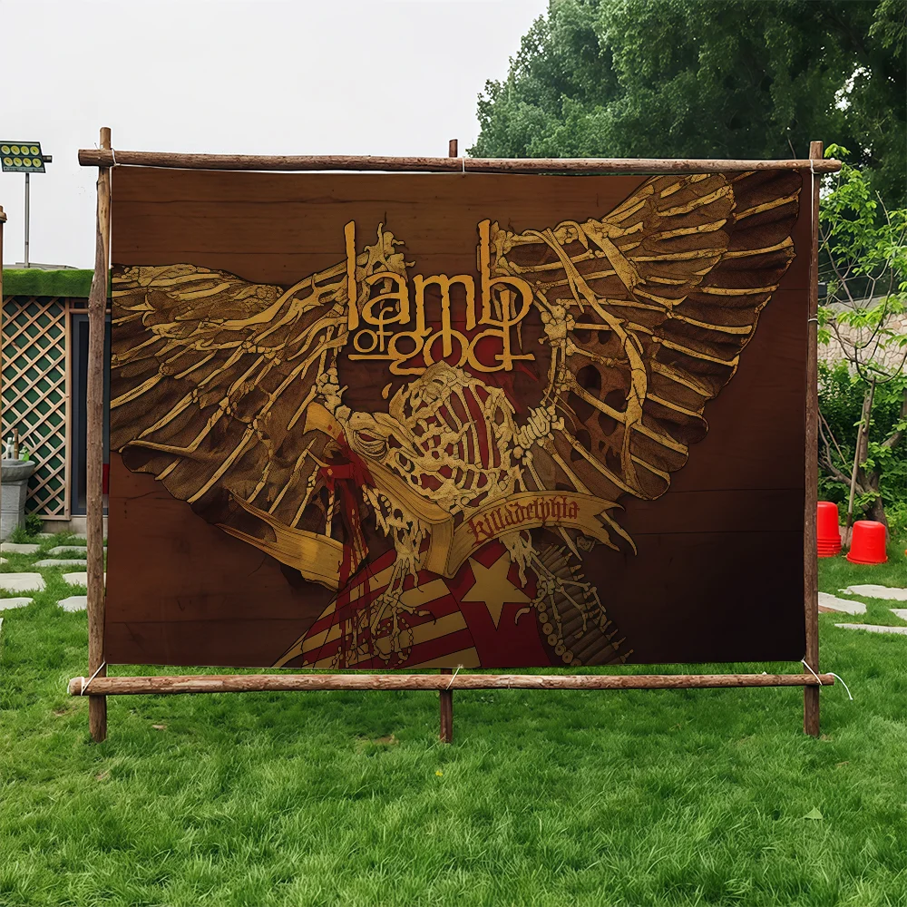 

L-Lamb Of Gods Heavy Rock Band flag Suitable For Dormitory Room Outdoor Gift Party Decoration Picnic Camping festival