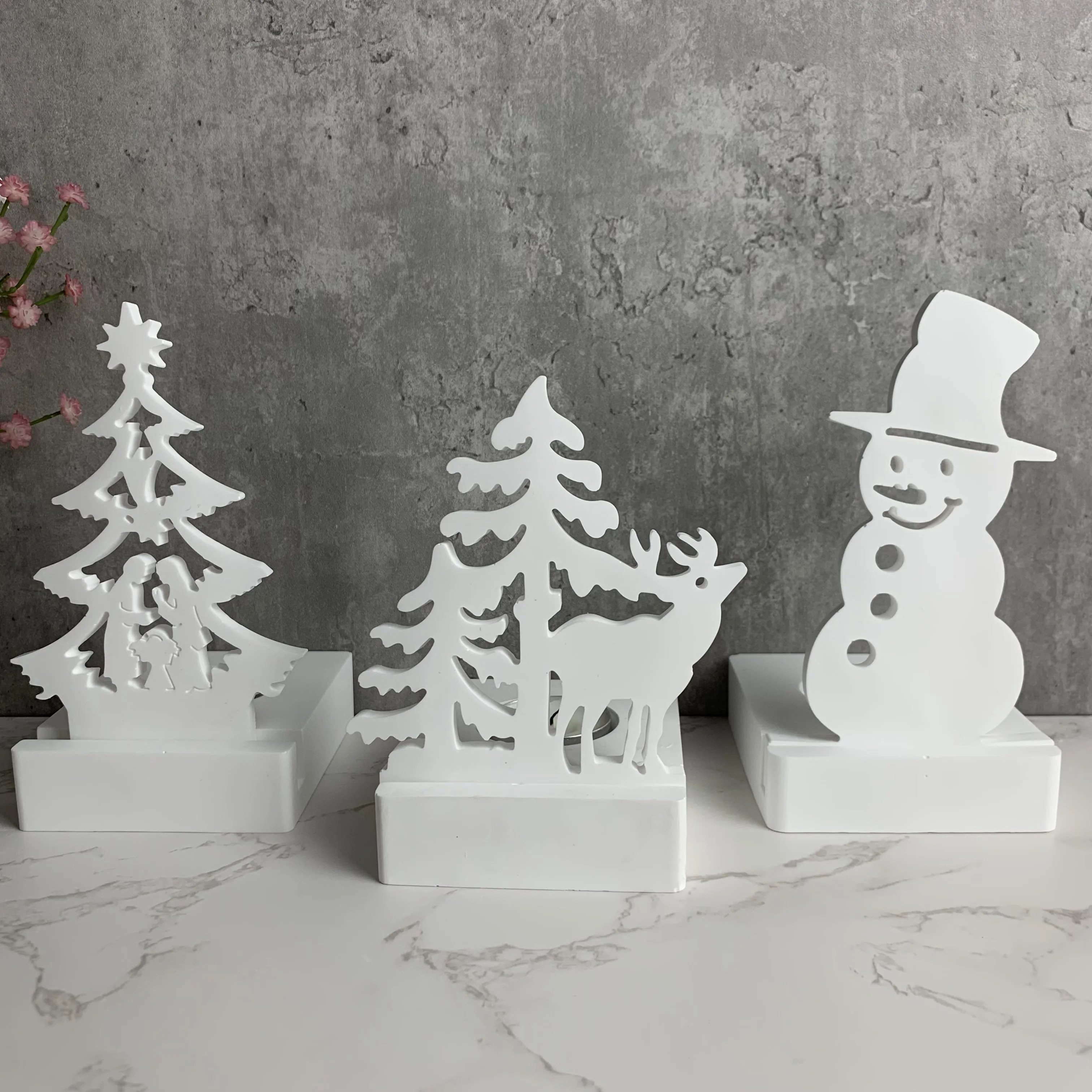 Under The Christmas Tree Elk Pattern Mold Plug-in Decoration DIY Silicone Molds Christmas Home Decoration Mould