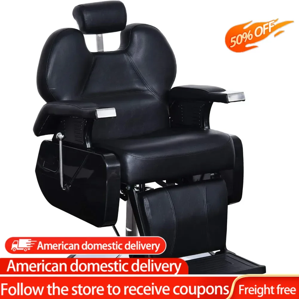 

Heavy Duty Reclining Barber Chair All Purpose Hydraulic Salon Chair for Barbershop Stylist Tattoo Chair 2687 (Black)