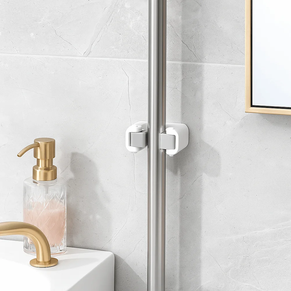 

Прочный зажим для швабры без следов, подвесной пластиковый настенный зажим, водонепроницаемый многоразовый крючок без перфорации для кухни