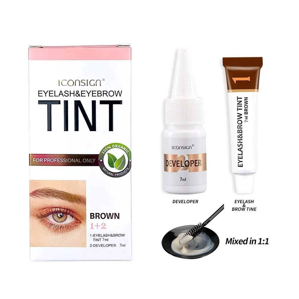 Black Brown Semi Permanent Eyebrow Dye Tint Kit Waterproof Fast Dye Eyebrow Cosmetics 2 in 1 Brow Enhance Eyelash Dying Tint