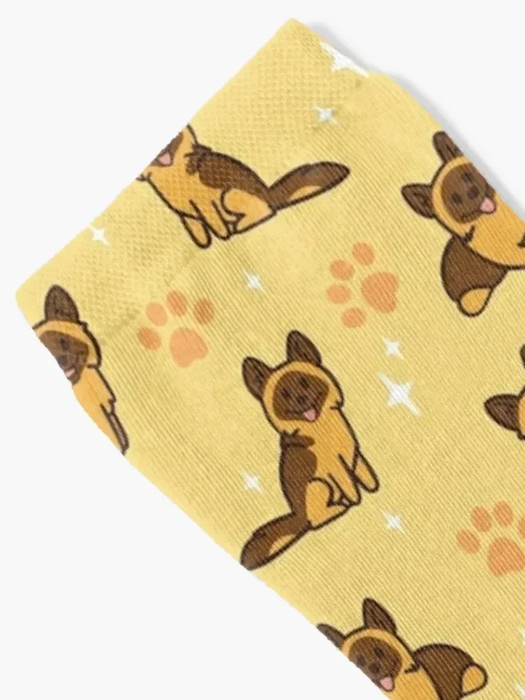 Tiny German Shepherds in yellow Socks cool custom Run Hiking boots Male Socks Women's