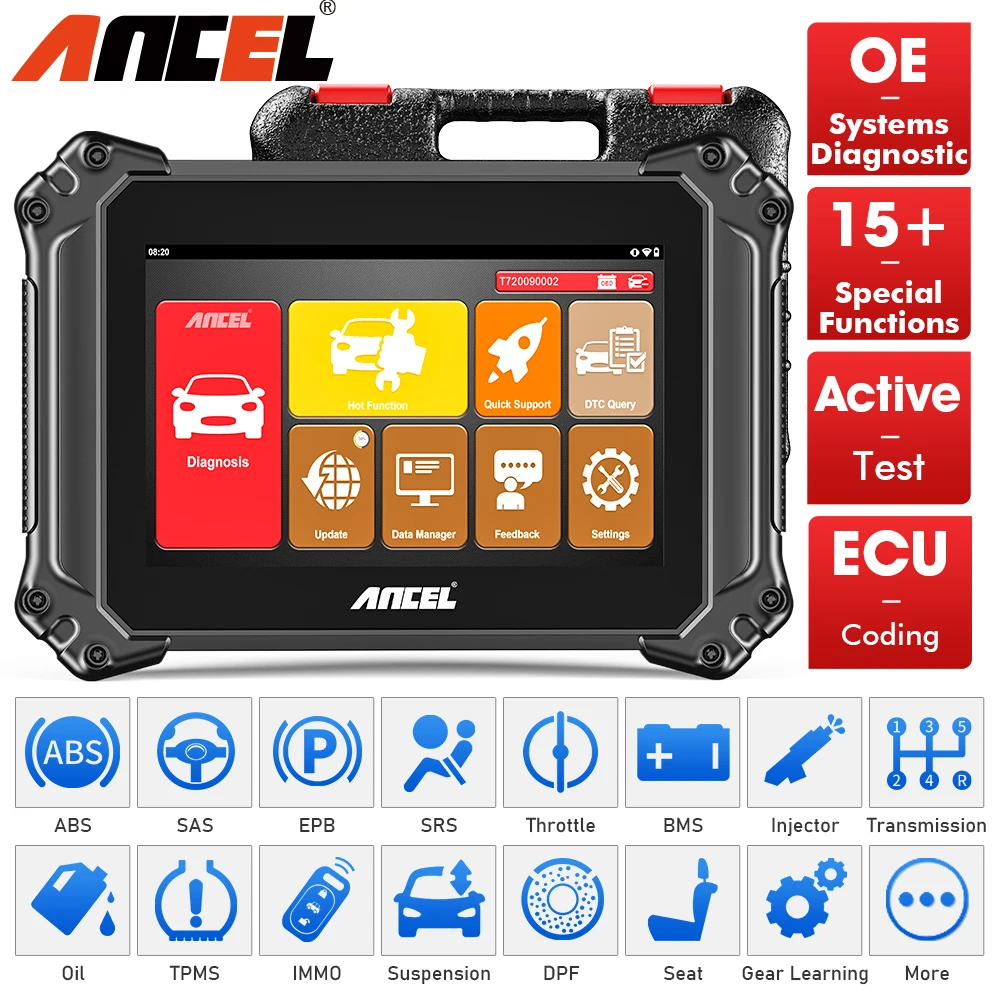 ANCEL V6 OBD2 сканер с полной системой ABS TPMS D.PF Сброс ЭБУ кодирование активного теста сканирующее устройство сброс масла считыватель кодов OBDII IMMO ключевой инструмент