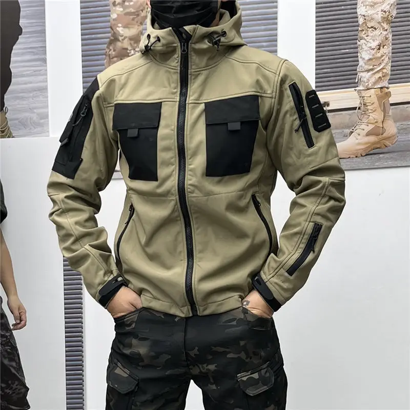 

Autumn and Winter Men's Coat Outdoor Softshell Velvet Warm Jacket Waterproof Windproof Overcoat Hooded Overalls Fashion Outwear