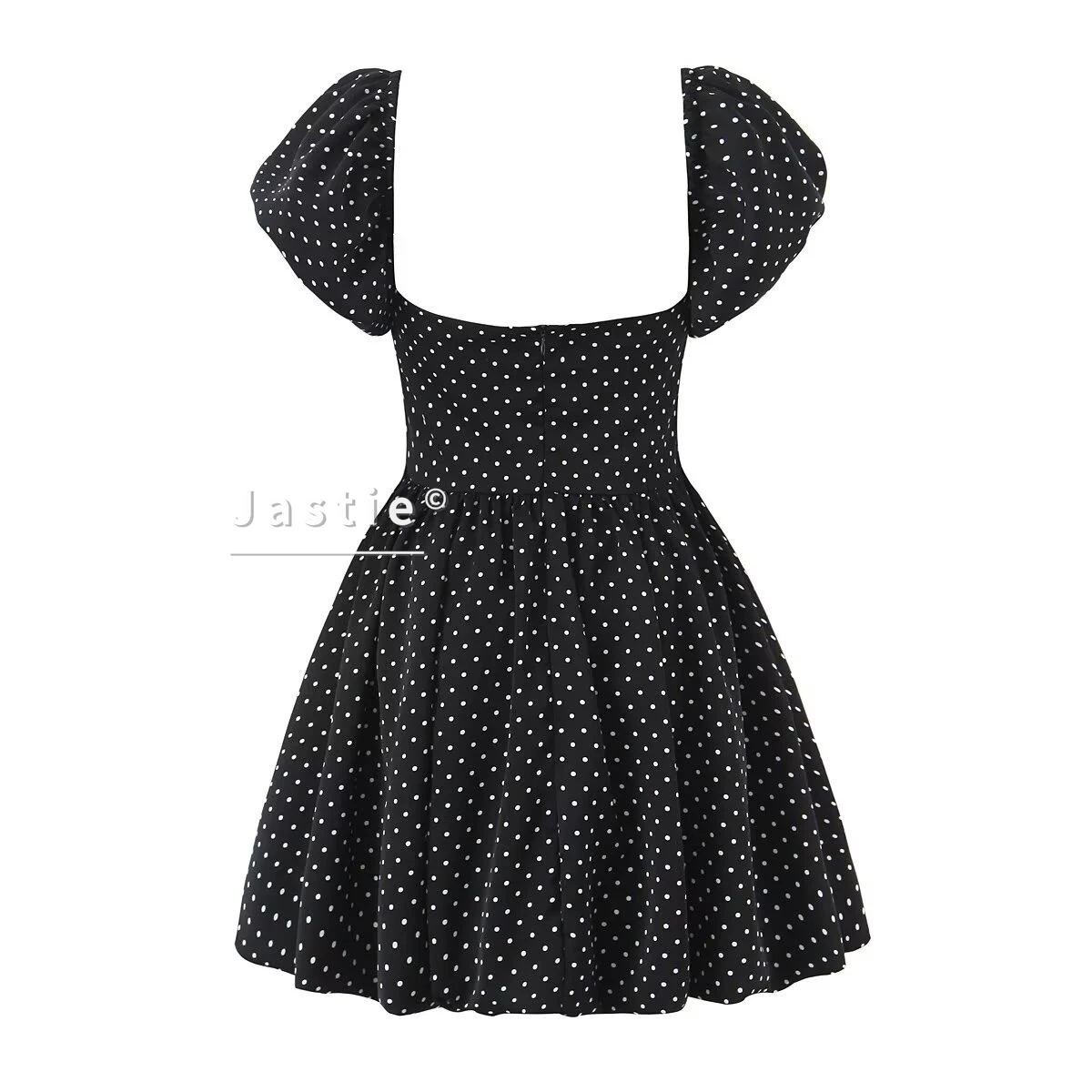 Sukienka mini w kropki francuskie, damska, letnia, seksowna, z bufiastymi rękawami, bez pleców, sznurowana, w stylu gorsetowym, retro, imprezowa, boho, rozkloszowana, vestidos 2026