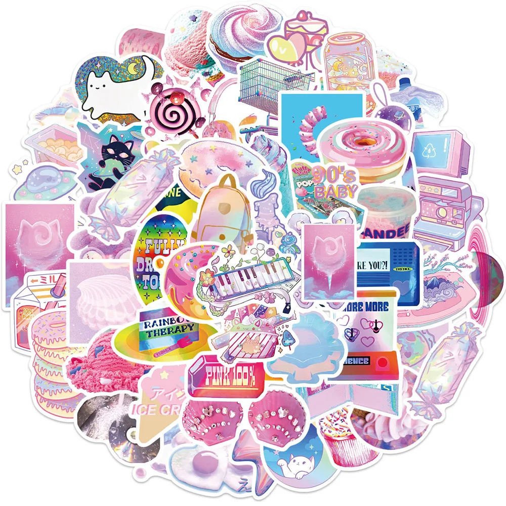 

10/30/60pcs Cute Pink Style Girl Aesthetic Stickers Cartoon Decals Kids Toy DIY Laptop Phone Scrapbook Diary Graffiti Sticker