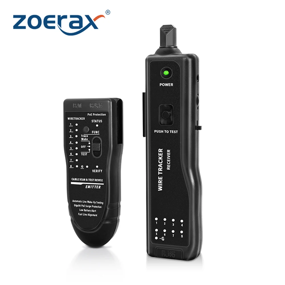 ZoeRax RJ45 RJ11 Smart Network Cable Tester LAN Cable Tester Wire Toner Tracker CAT5 CAT6 with Earphone Telephone Line Tester