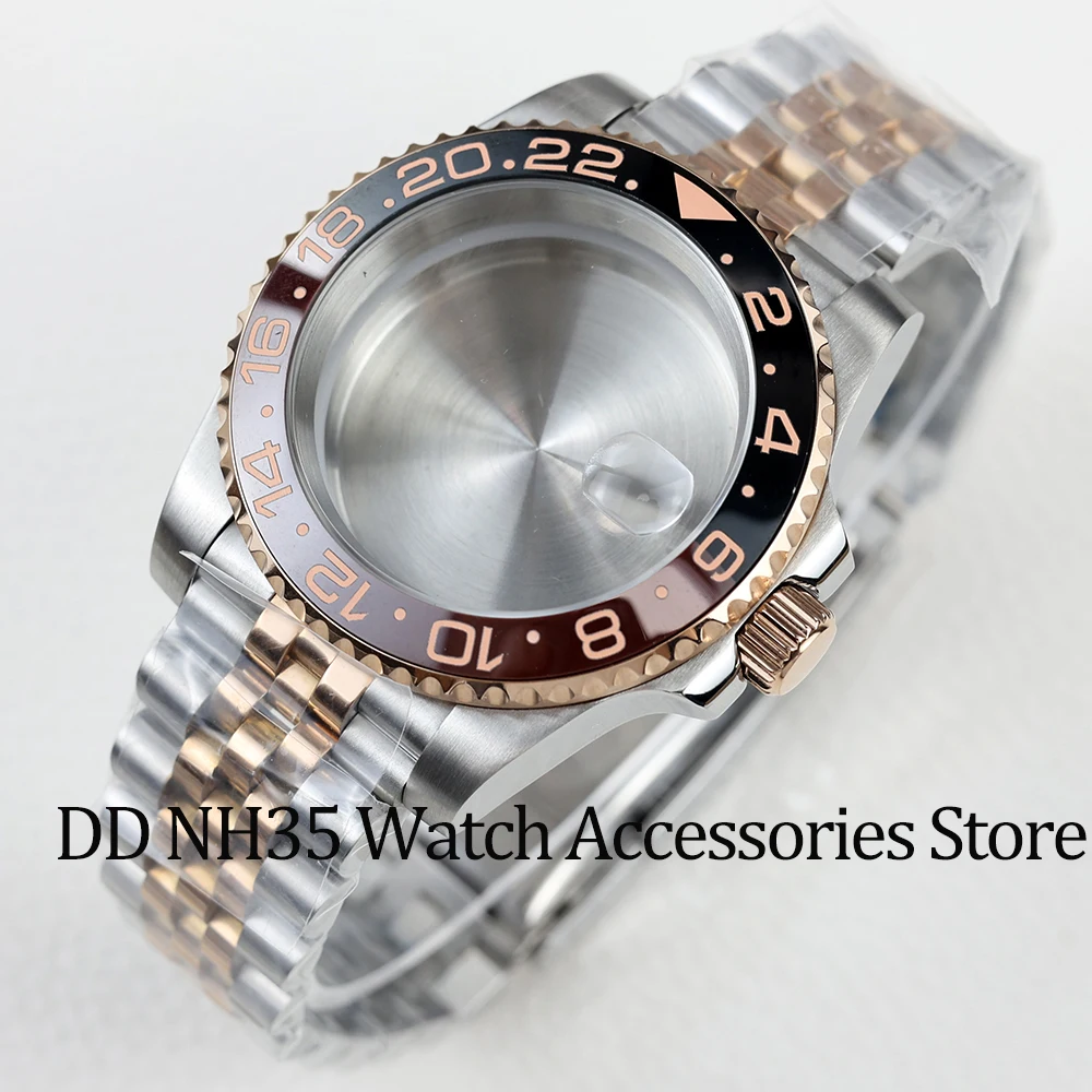 

40mm NH35 watch case oyster jubilee bracelet For NH35 NH36 Movement 28.5mm Dial Submariner Sapphire Glass Soild stainless steel