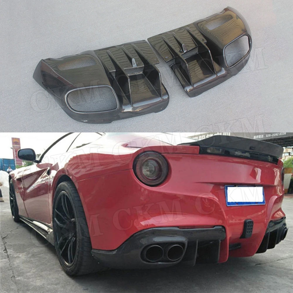 

Carbon Fiber Rear Lip Diffuser Spoiler Case for Ferrari F12 Berlinetta 2013 2014 2015 2016 Fins Shark Style Skid bumper Plate