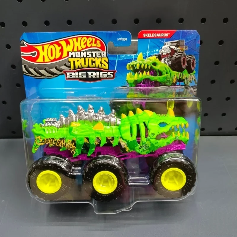 Hot Wheels Mega Wreckin' Wolf Skellesaurus Six-Wheeled Monster Truck Alloy Diecast Model Big Rig Collectible Vehicle Toy