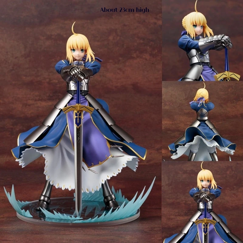 23cm Bandai Fate stay night UBW saber Knight King Anime figurines Handmade Decoration Desktop ornament Color box Black Friday