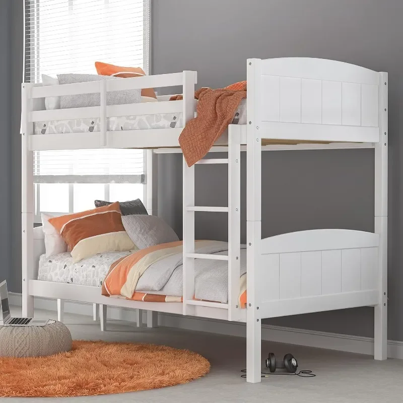 

Alexis Contemporary Wood Arch Twin Over Twin Size Bunk Bed, White