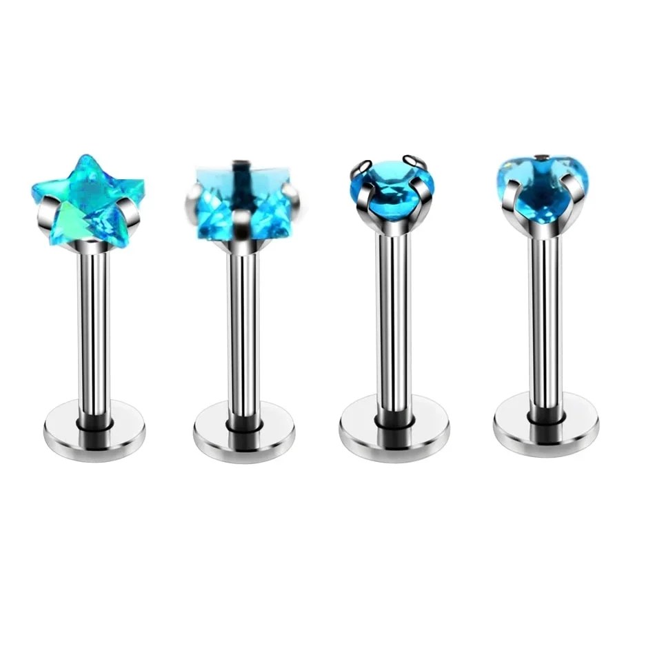 CZ Star Heart Monroe Labret  Tragus Lip Lobe Cartlidge Body Piercing Jewellery