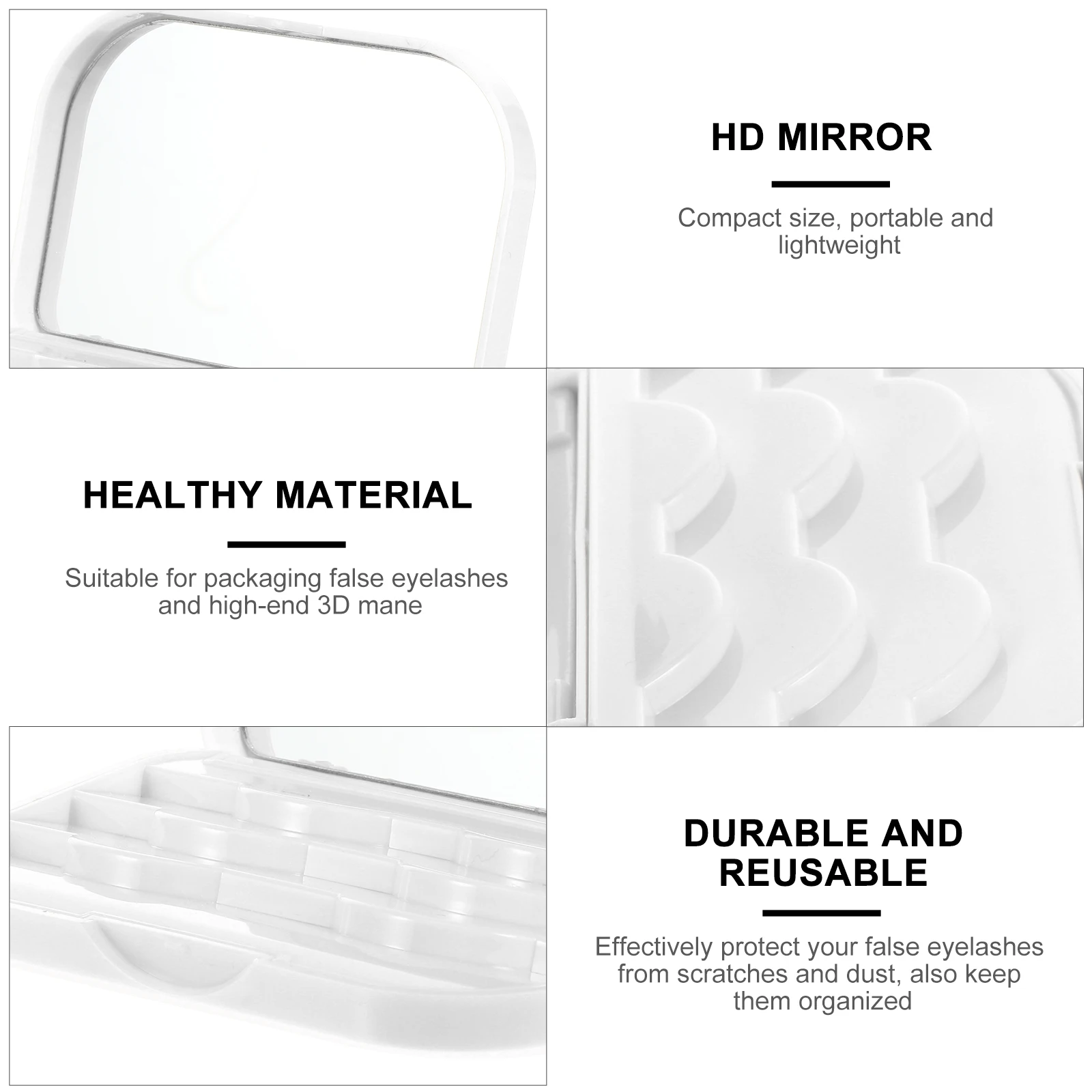 

1pc 3D Fiber Magnetic False Eyelashes 3 Pairs White Storage Case Waterproof Lightweight Organizer Travel Container Eyelash