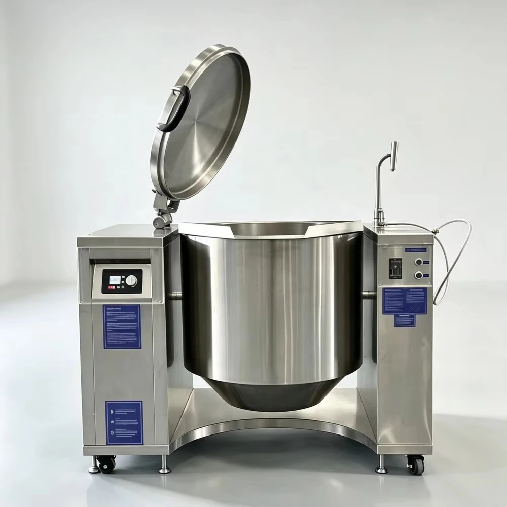 Heavy Duty Electric Induction Boiler Stainless Steel Cooking Pot Tilting for Restaurant Food Brining PreCooking Work