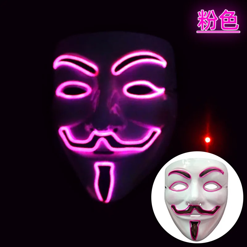 Led Hacker Mask V Vendetta M ask Adults Luminous Led Light Up Mas k For Party Costume Accessories Props Halloween Mask