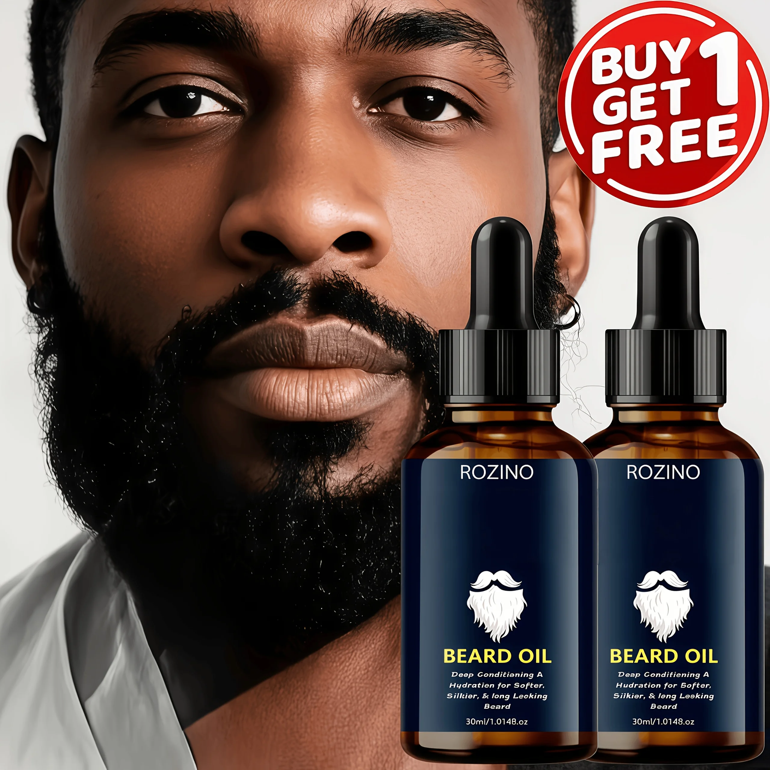 ROZINO - 1.01oz Natural Beard Oil For Men : Infused With Glycerin & Jojoba Oil To Soften, Moisturize, Condition, And Strengthen Beard Hair While Boosting Natural Shine. Easy To Apply-the Perfect Gift For Men And A Must-have Hydrator For Fall & Winter.