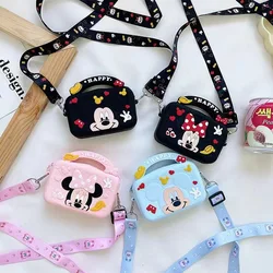 Disney-bandolera de silicona para niñas, bolso de hombro de Mickey, Minnie Mouse, bolsos cruzados, cartera cero para niños, regalos