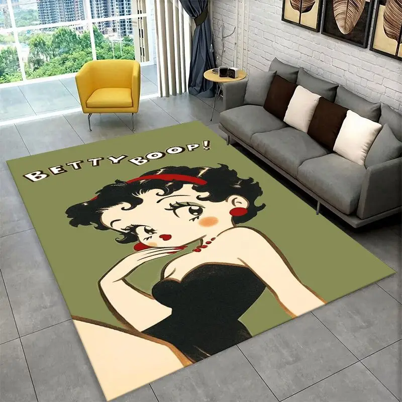 Cute B-Betty Girl B-Boop Cartoon Living Room Non-Slip Area Rug Soft Carpet for Bedroom  Playroom Sofa,Home Decor Doormat Gift