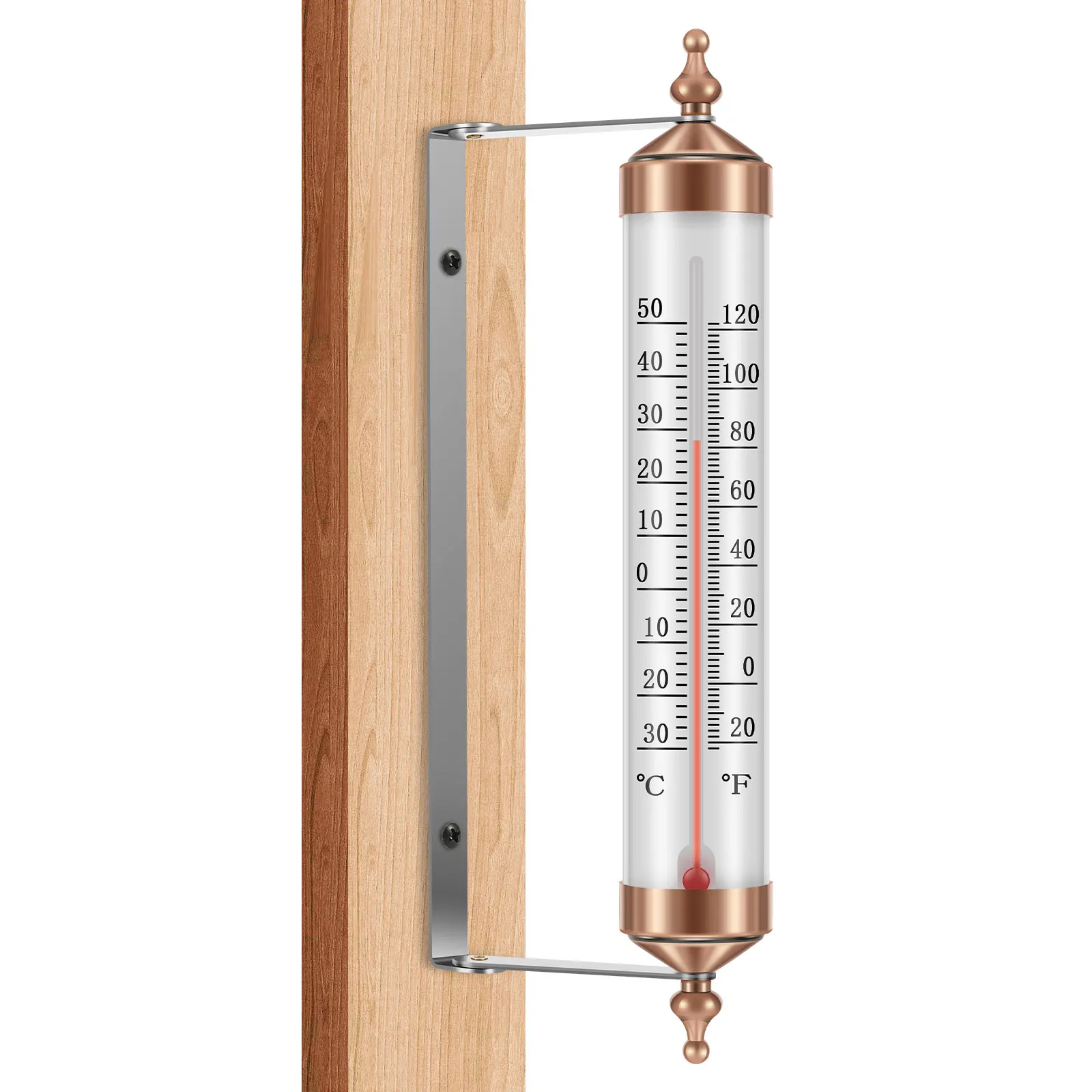 Outdoor Thermometer Waterproof Adjustable Angle Outside Temperature Gauge Decorative Metal Wall Window Garden Patio Thermometer