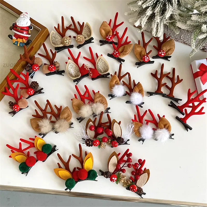 2 قطعة/المجموعة لطيف عيد الميلاد قرون الطفل دبابيس الشعر الاطفال الفتيات مقاطع الشعر إكسسوارات الشعر طفلة طفل دبوس الشعر الرضع عقال #1