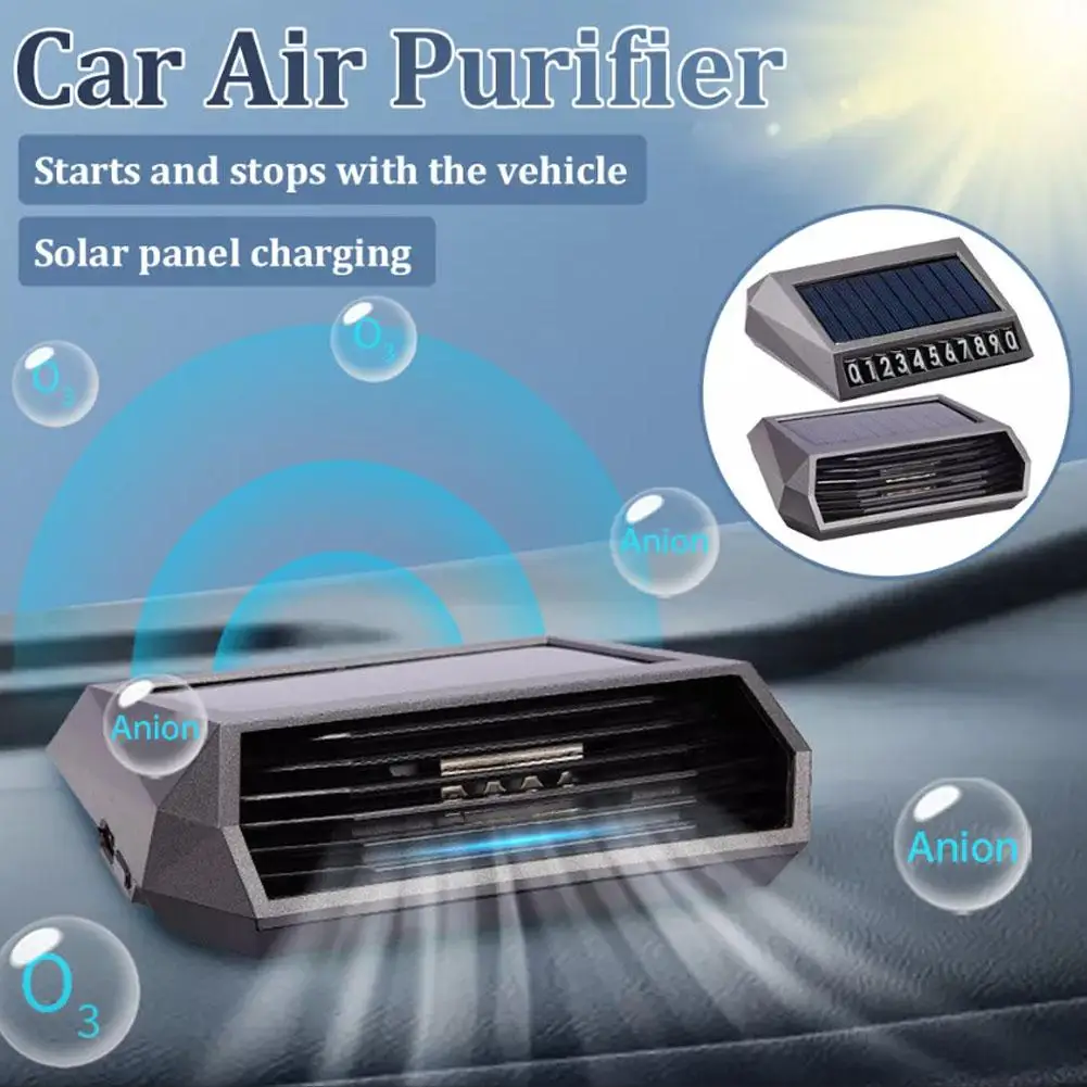 

Solar Powered Car Air Purifier With Deodorizing Sterilizing Changing Light Indicator Energy Saving Function Color Intellige W5R9