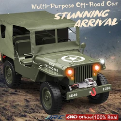 JJRC C8815 Retro Rc Car With LED Lights Full-scale Simulation Willis Professional 4WD Remote Control Pickup RC Truck Model Toys