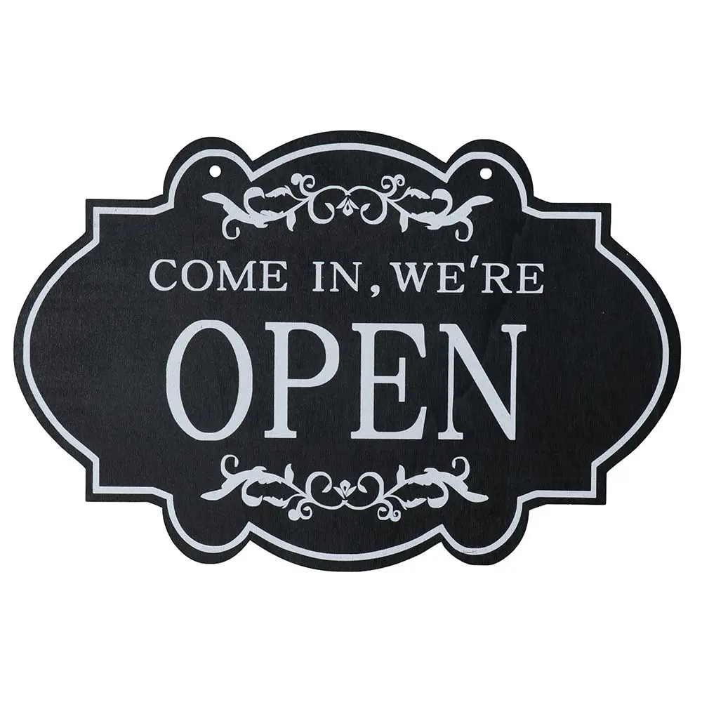 Club Double Sided Business Sign Reversible With Ring Hanging Sign Open and Closed Shop