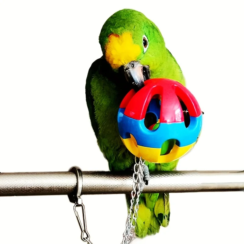 Interactive Parrot Chewing Toy Reduces Stress and Boredom with Durable Ball Design and Swinging Cage Hanging Feature