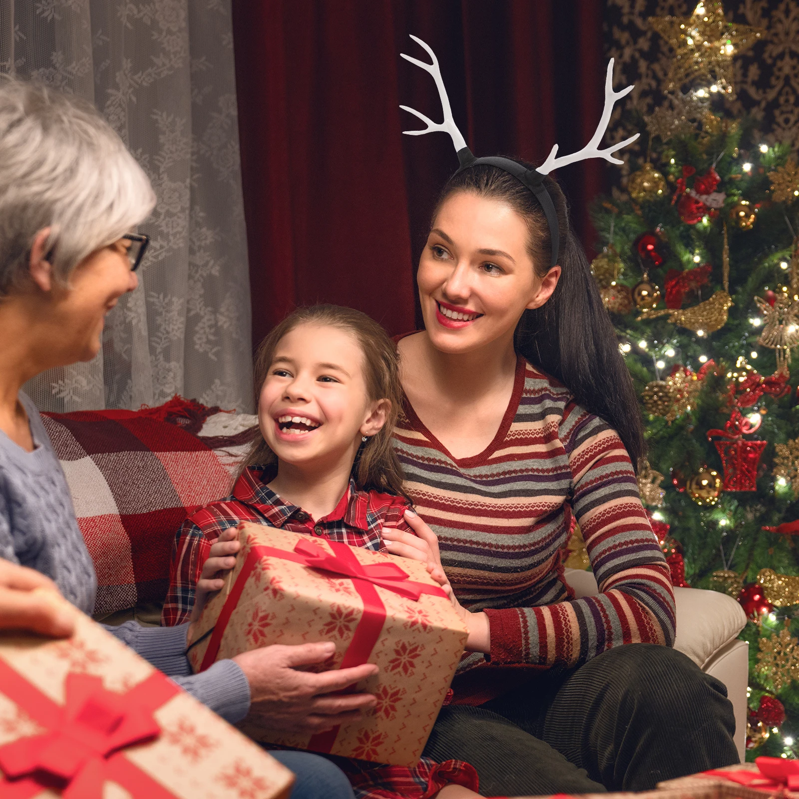 

1pc Reindeer Antler Headbands Xmas Hair Decor For Women Kids Christmas Party Headdress Hair Accessory Festive Reindeer Horns