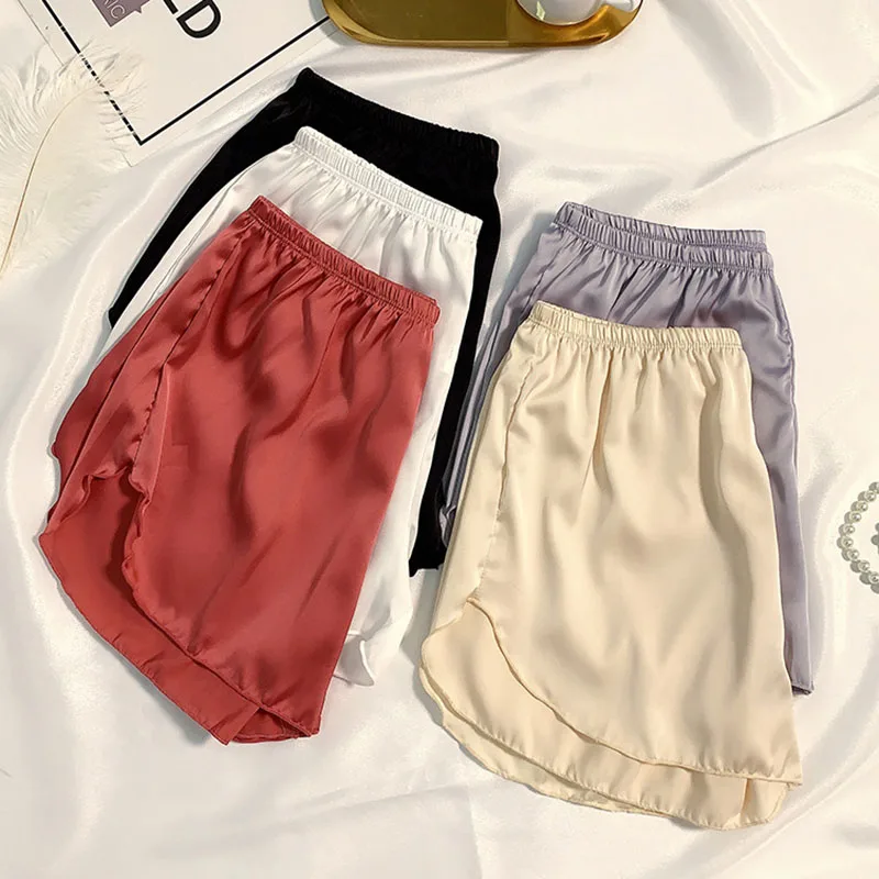 Pantaloncini da pigiama da donna estivi pantaloni corti di sicurezza in raso di seta di ghiaccio gonna intima da donna moda pantaloni da notte freschi pantaloncini da notte femminili