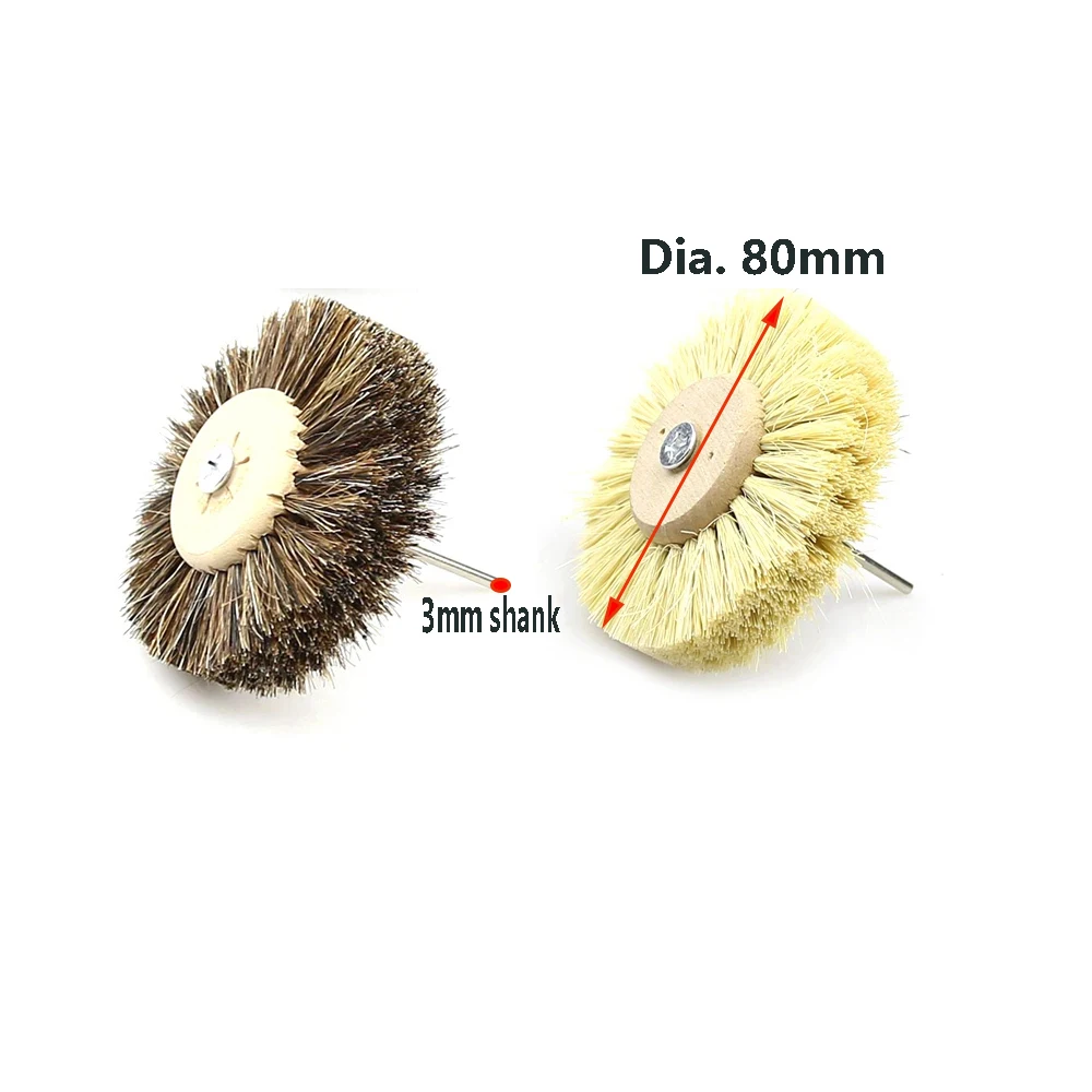 1 pcs Dia.40mm/80mm Wheel Brush Sisal Bristle Polishing Waxing Brush for Annatto Rosewood Crafts