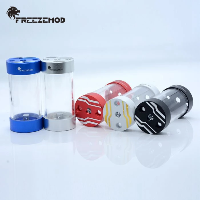 FREEZEMOD PC Water Cooled Reservoir 80/130/180/230/280/330mm Transparent Cylinde Acrylic Water Tank res Built-in Bubbler