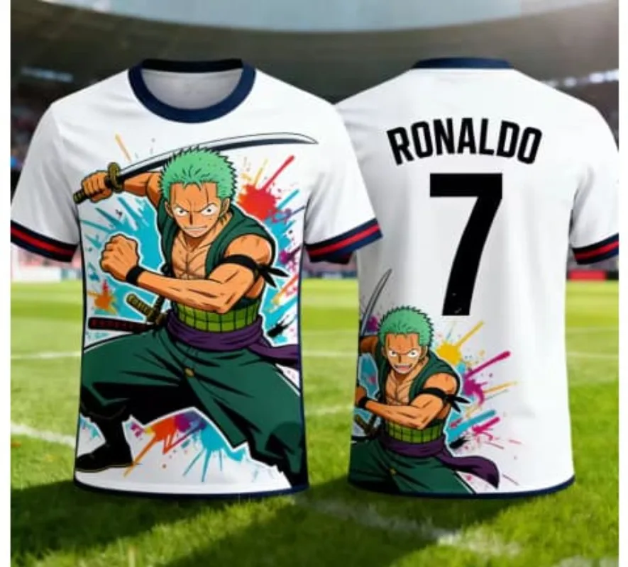 Summer Anime Solon Cristiano Ronaldo Football Superstar Joint Fan Football Short Sleeve Adult and Children Sports Short Shirt