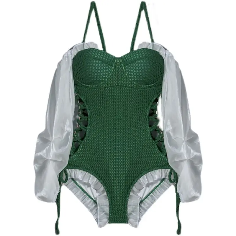 مايوه قطعة واحدة للنساء 2025، طراز متفجر راقي ومثير، يغطي اللحم وملابس السباحة التخسيس #6