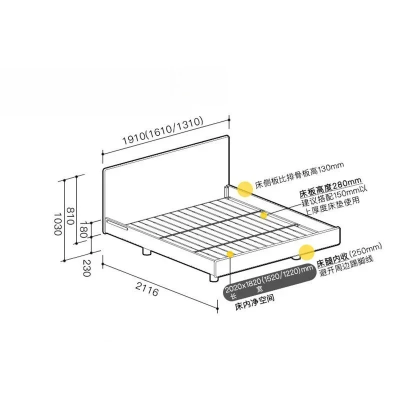 

Nordic simple all solid wood, cherry wood double bed white oak, large bed Japanese light luxury, suspended master bedroom double