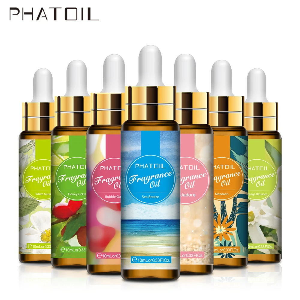 PHATOIL-aceite aromático para velas perfumadas, difusor para hacer jabón, melocotón, Ángel, brisa marina, coco, vainilla, chicle, fresa, 10ml